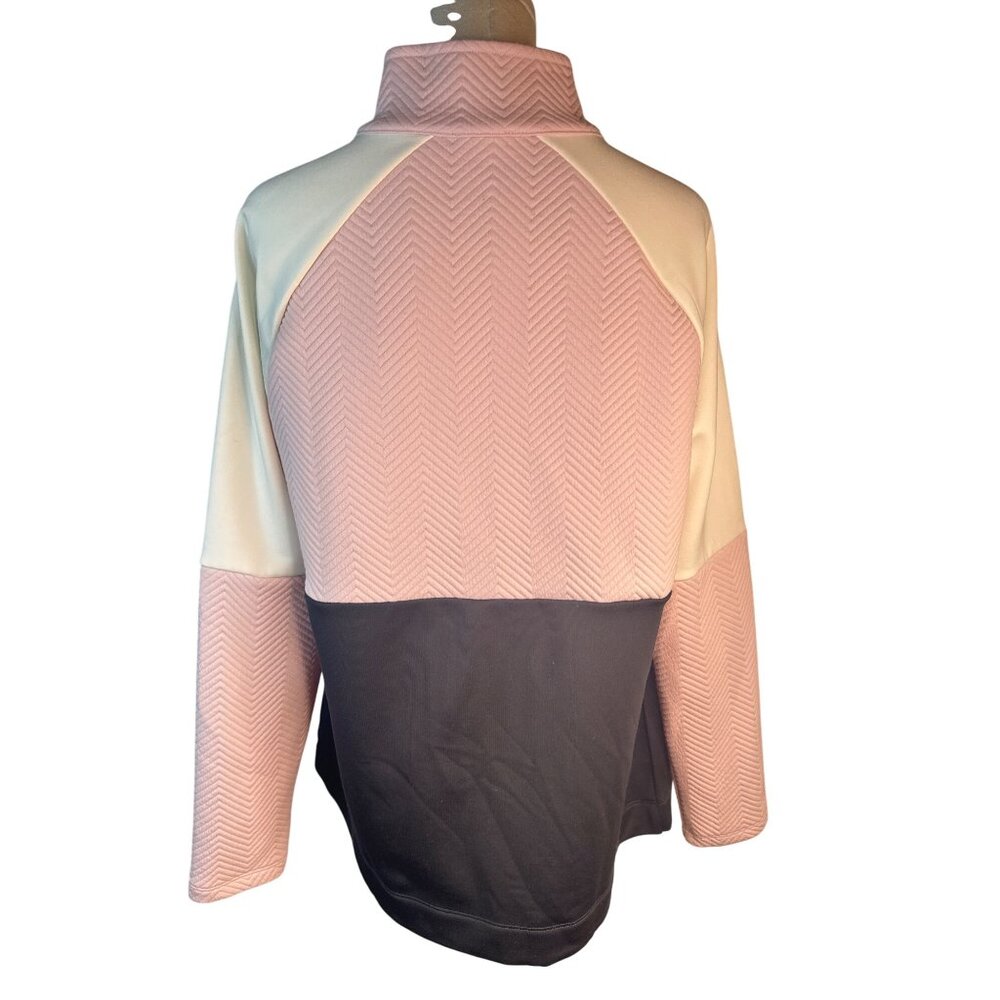 Talbots Medium Quilted M Colorblock Half-Zip Pink Black Pullover Sweater - Picture 3 of 14